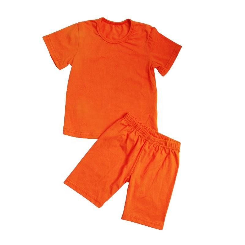 JF Wholesale Summer 43 Colors Kids Girls Cotton 2 Piece Short Biker Set for Kids Clothing Boys Clothing Sets