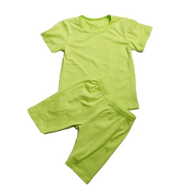 JF Wholesale Summer 43 Colors Kids Girls Cotton 2 Piece Short Biker Set for Kids Clothing Boys Clothing Sets