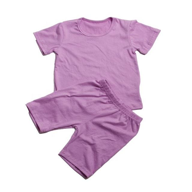 JF Wholesale Summer 43 Colors Kids Girls Cotton 2 Piece Short Biker Set for Kids Clothing Boys Clothing Sets