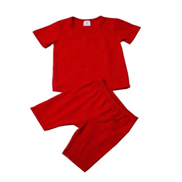 JF Wholesale Summer 43 Colors Kids Girls Cotton 2 Piece Short Biker Set for Kids Clothing Boys Clothing Sets