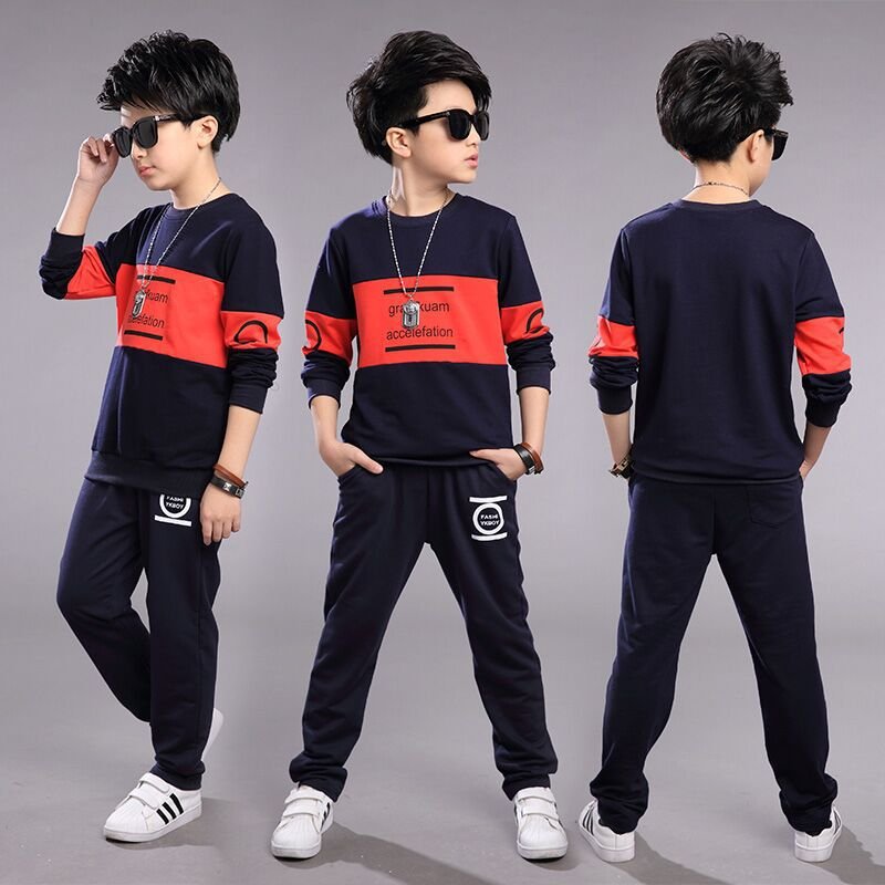 Wholesale Children Clothes Boys Clothing Set Spring Autumn Cotton Sweatshirt and Pants 2Pcs Jogger Kids Clothing