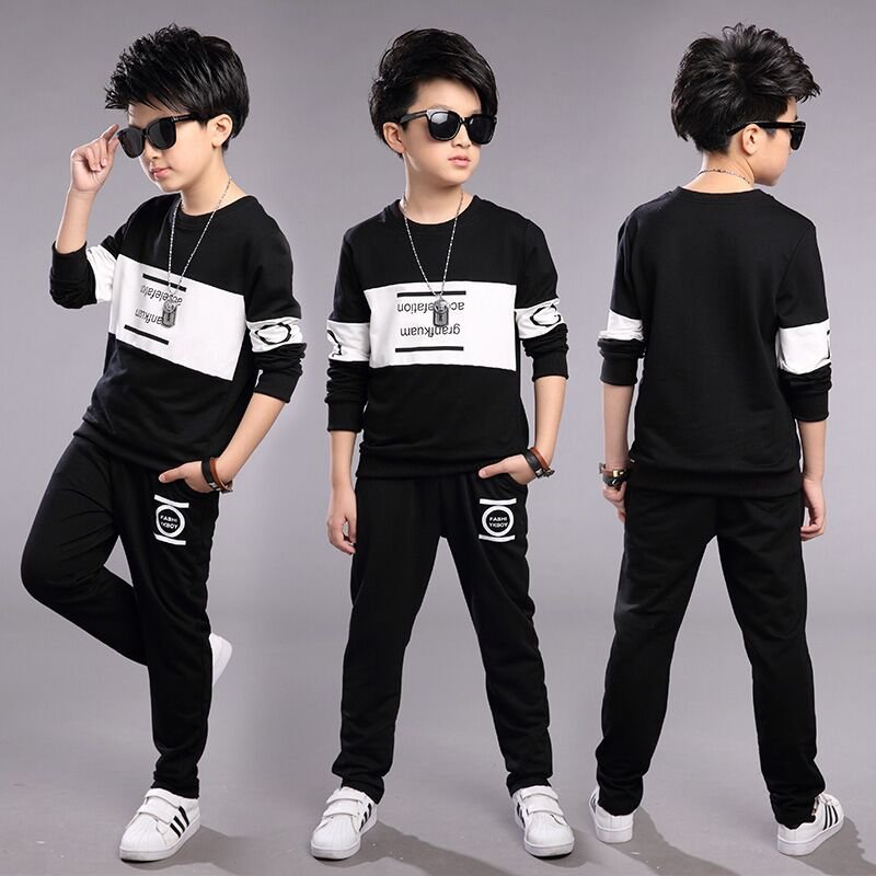 Wholesale Children Clothes Boys Clothing Set Spring Autumn Cotton Sweatshirt and Pants 2Pcs Jogger Kids Clothing