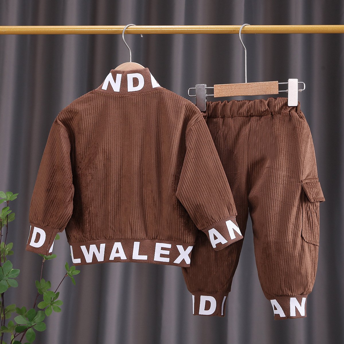 Children's clothing handsome boy spring new corduroy zipper long sleeve leisure sports two-piece spring and autumn set wholesale