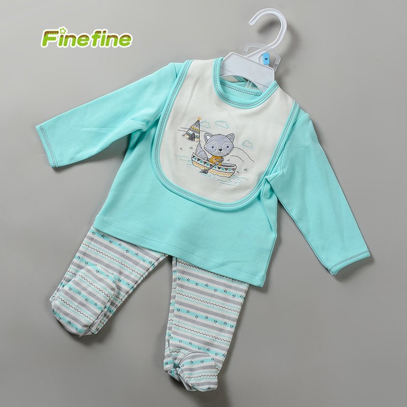 Name Brand Boys Clothing Sets Spring Cotton Knitted Baby Envelop Tshirt, Baby Pant And Bib