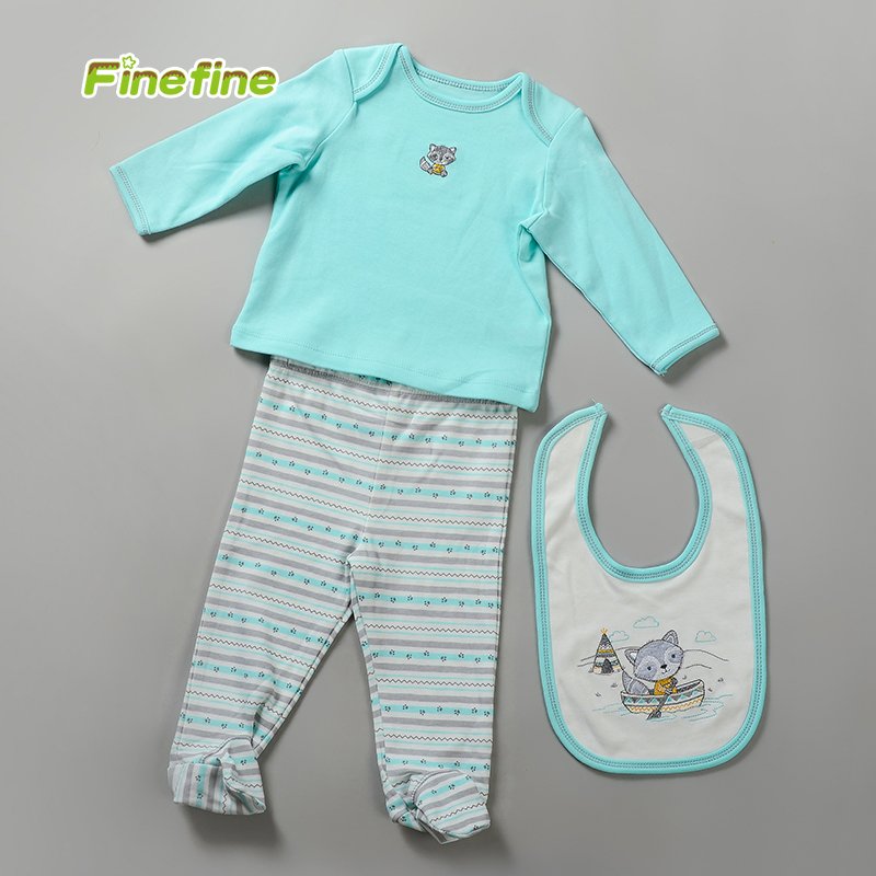 Name Brand Boys Clothing Sets Spring Cotton Knitted Baby Envelop Tshirt, Baby Pant And Bib
