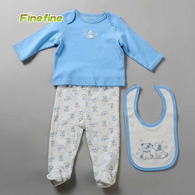Name Brand Boys Clothing Sets Spring Cotton Knitted Baby Envelop Tshirt, Baby Pant And Bib