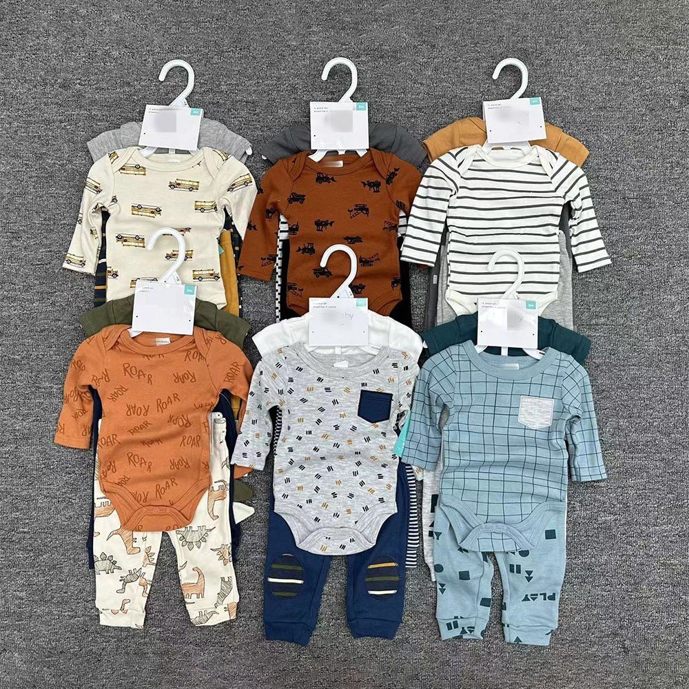 Newborn Baby 100% Cotton Baby Romper Set Kids Long Sleeve And Short Sleeve 4 In 1 Set