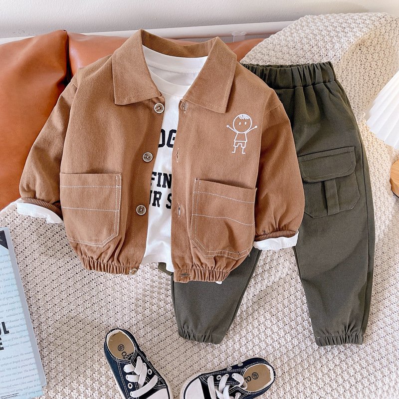Kids Clothes Boys Pocket Baby Clothes Boys 3Pcs Single Breasted Toddler Boys Clothing Sets