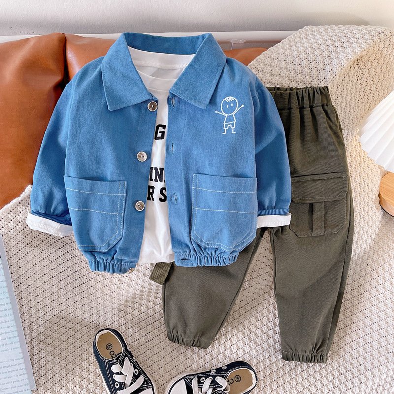 Kids Clothes Boys Pocket Baby Clothes Boys 3Pcs Single Breasted Toddler Boys Clothing Sets