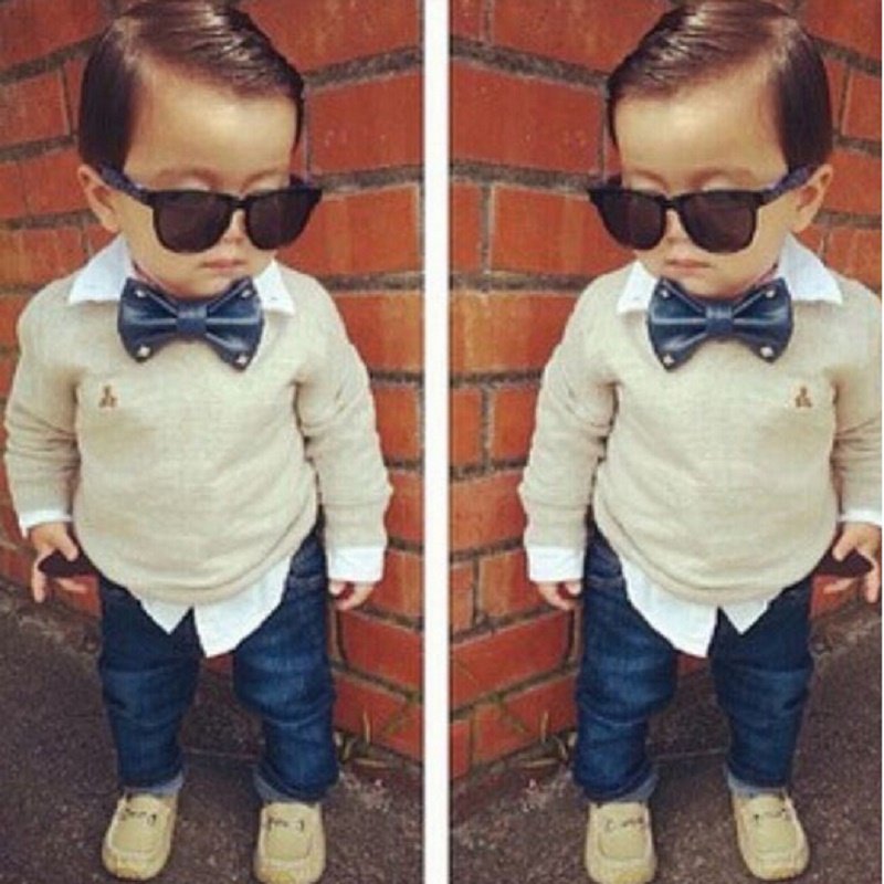 Children's clothing Sets with long sleeves Autumn Costume Gentleman T-shirt + Jeans wholesale children's boutique clothing set