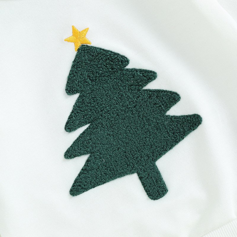 Wholesale Children's casual suit Christmas tree print long-sleeved sweatshirt sports pants two-piece suit boys kids clothing set