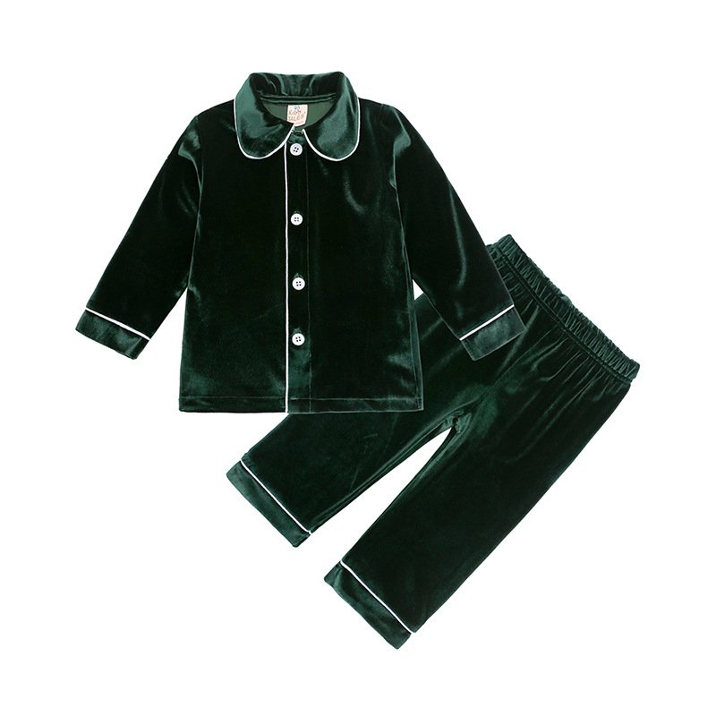 Autumn Winter Toddler Kids Christmas Girls Boys Family Matching New Year Velvet Red Sleepwear Homewear Baby Pajama Sets