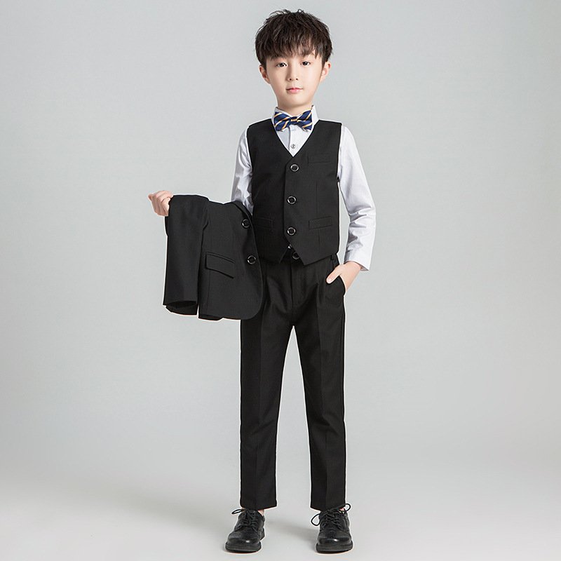 Children's suit spring and autumn boys solid color suit flower child dress set piano runway performance clothes