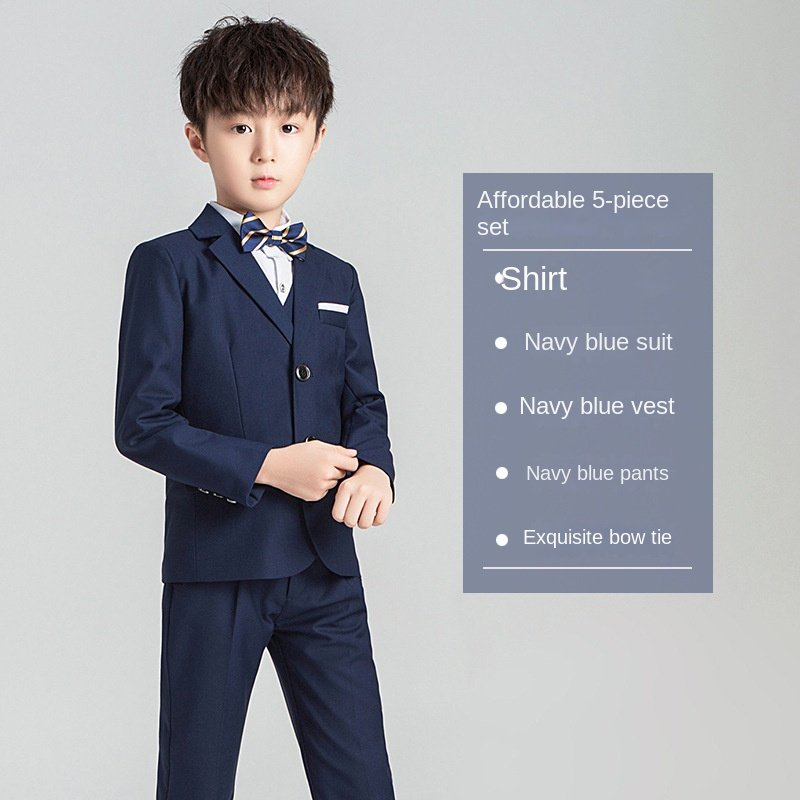 Children's suit spring and autumn boys solid color suit flower child dress set piano runway performance clothes