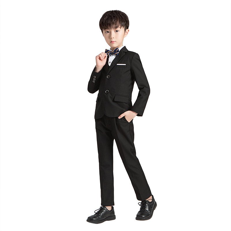 Children's suit spring and autumn boys solid color suit flower child dress set piano runway performance clothes