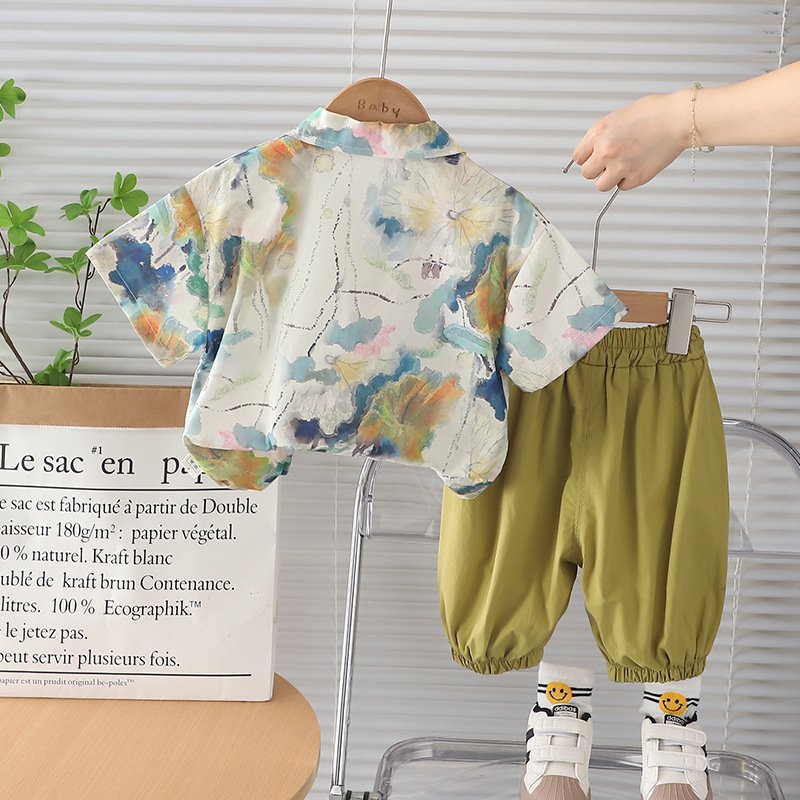 Fashion Chinese Style Gentleman Boys suit Children's Casual top pans Set baby Boys Clothing Sets