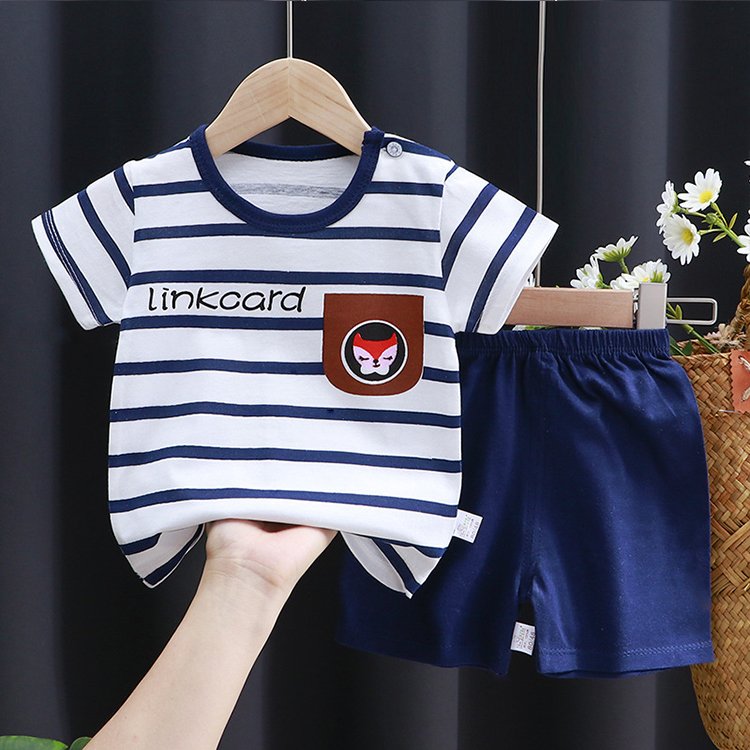 100% Cotton Toddlers Tops Pants 2 Pieces Kids Clothing cartoon pattern Girls Clothing Set Summer Boys Baby Clothes Set