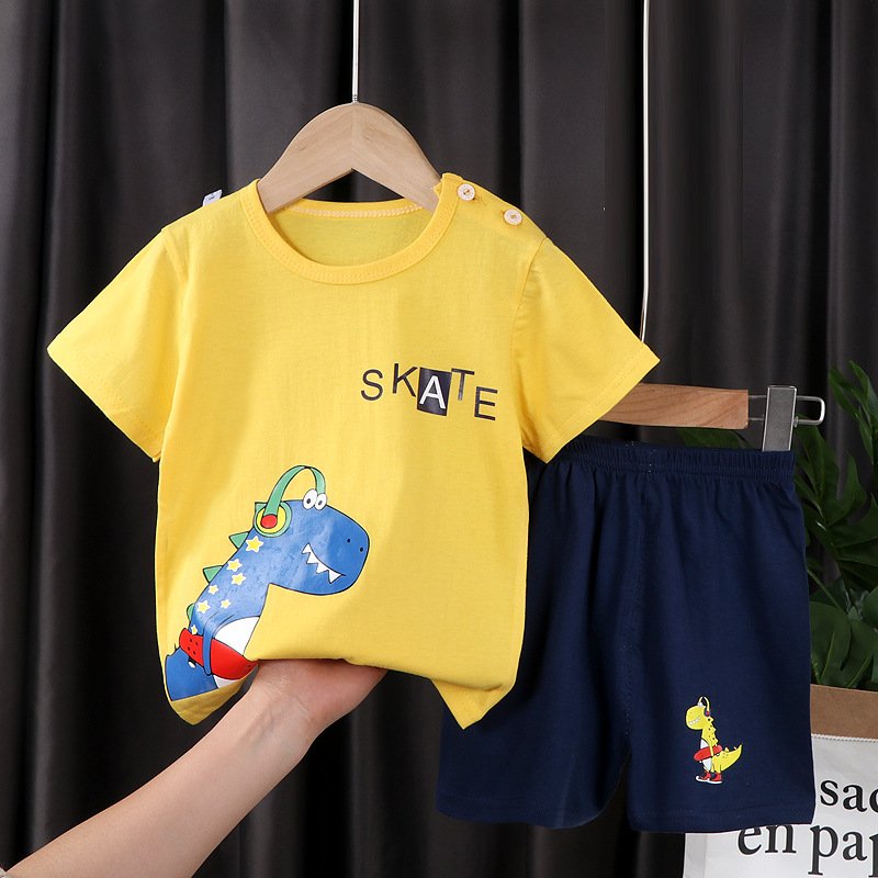 Wholesale Cotton Summer T-Shirt for Kids Casual Korean Style Short Sleeve Suit with Printed Pattern Baby Clothing ODM