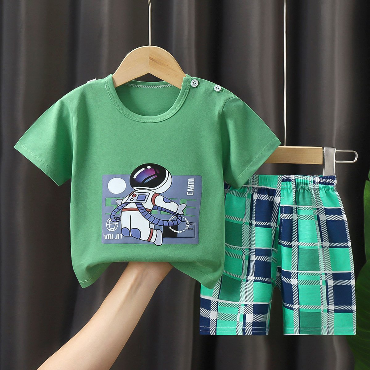 Wholesale Cotton Summer T-Shirt for Kids Casual Korean Style Short Sleeve Suit with Printed Pattern Baby Clothing ODM