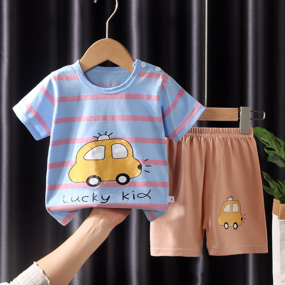 Wholesale Cotton Summer T-Shirt for Kids Casual Korean Style Short Sleeve Suit with Printed Pattern Baby Clothing ODM