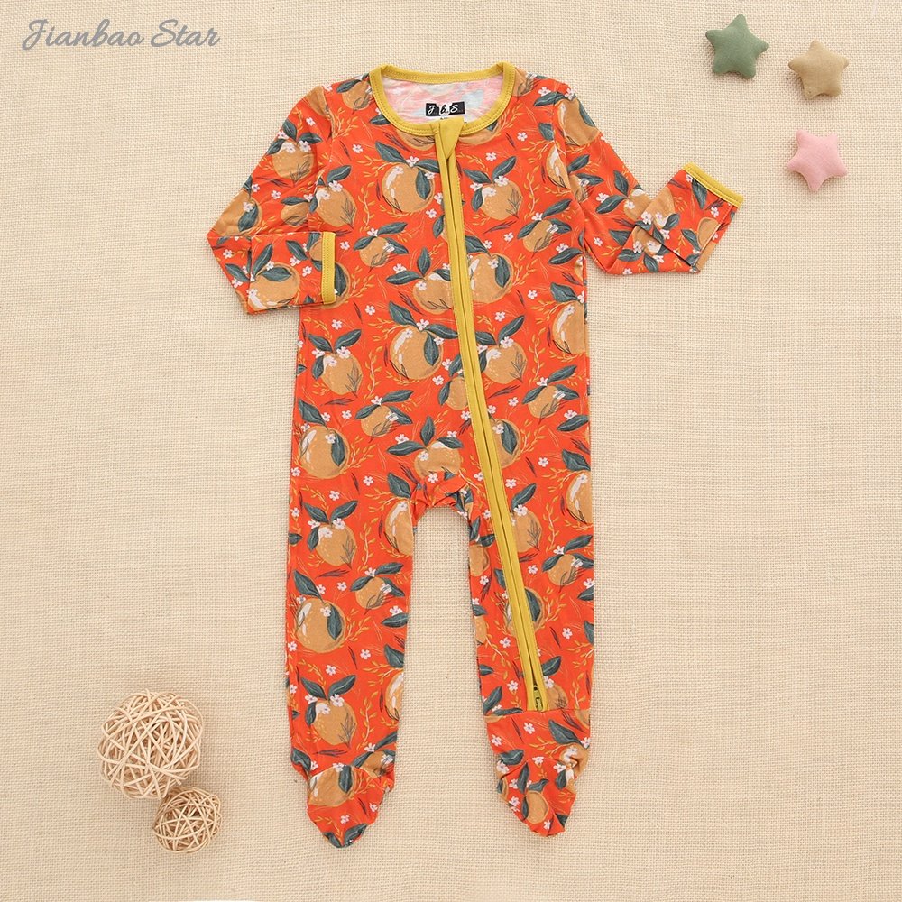 New Hot Summer Super Soft Baby Footie Romper Casual Style Bamboo Baby Jumpsuit Zipper Design Newborn Boys Girls Featuring Star