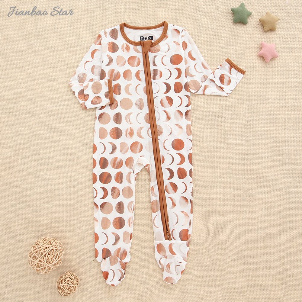 New Hot Summer Super Soft Baby Footie Romper Casual Style Bamboo Baby Jumpsuit Zipper Design Newborn Boys Girls Featuring Star