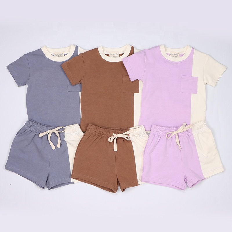 Organic Cotton Soft Kids Clothing Girl Boys Baby Clothing Sets Pocket Design baby Tshirts Shorts Baby Boy Clothes 2 Years