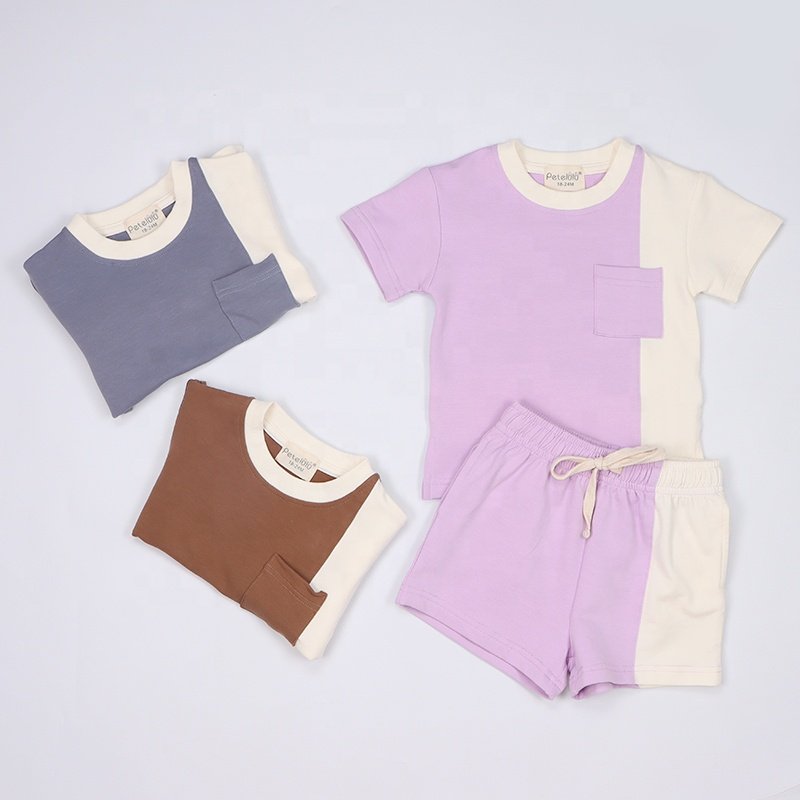 Organic Cotton Soft Kids Clothing Girl Boys Baby Clothing Sets Pocket Design baby Tshirts Shorts Baby Boy Clothes 2 Years