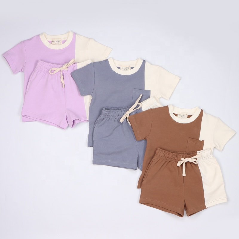 Organic Cotton Soft Kids Clothing Girl Boys Baby Clothing Sets Pocket Design baby Tshirts Shorts Baby Boy Clothes 2 Years