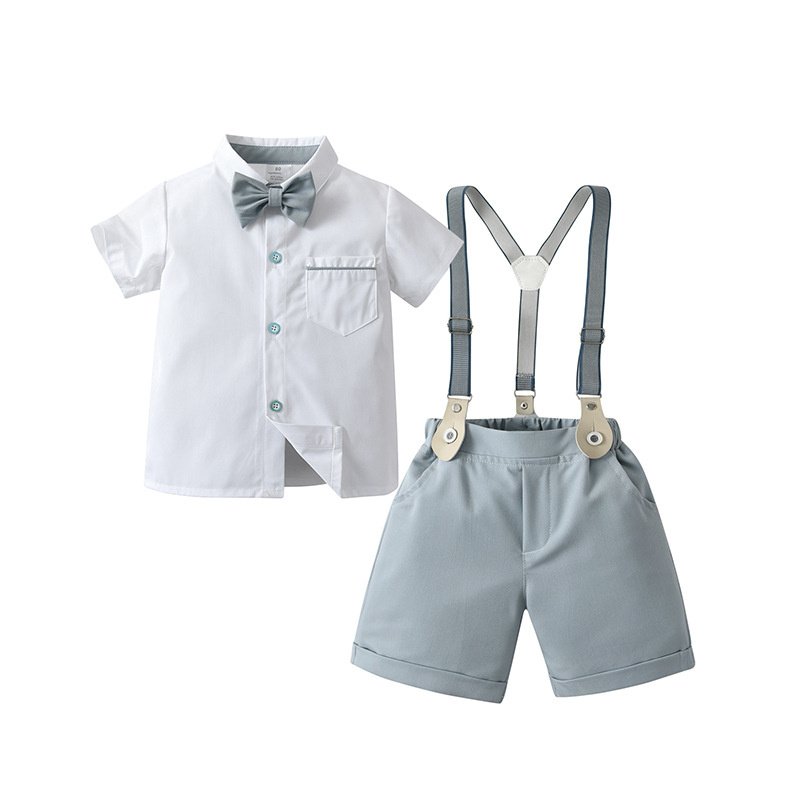 New children's clothing overalls two-piece set children's set baby summer short sleeve gentleman Boys' summer clothes