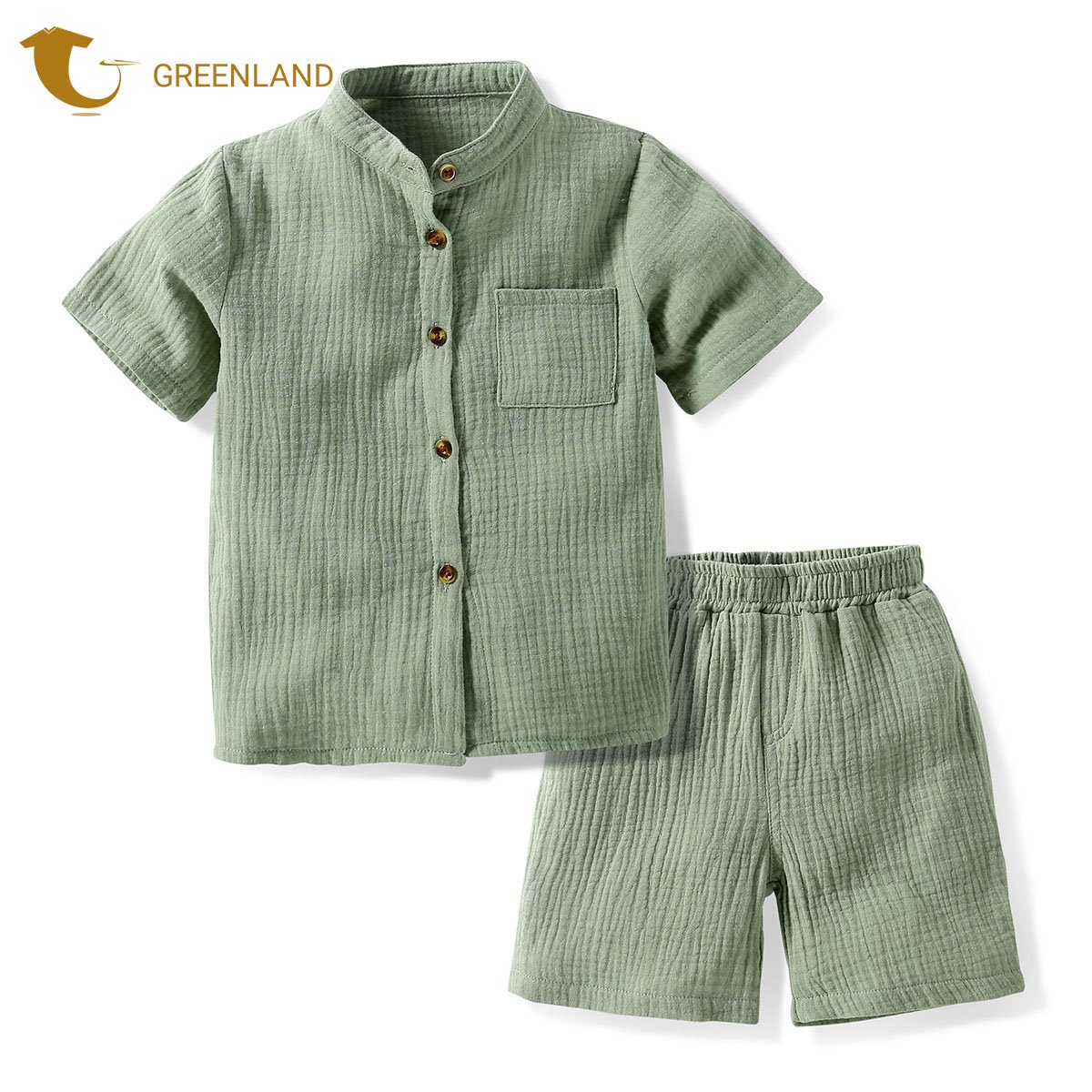 100% Cotton muslin kids summer breathable outfits custom logo printed 2 piece sets casual children clothing set