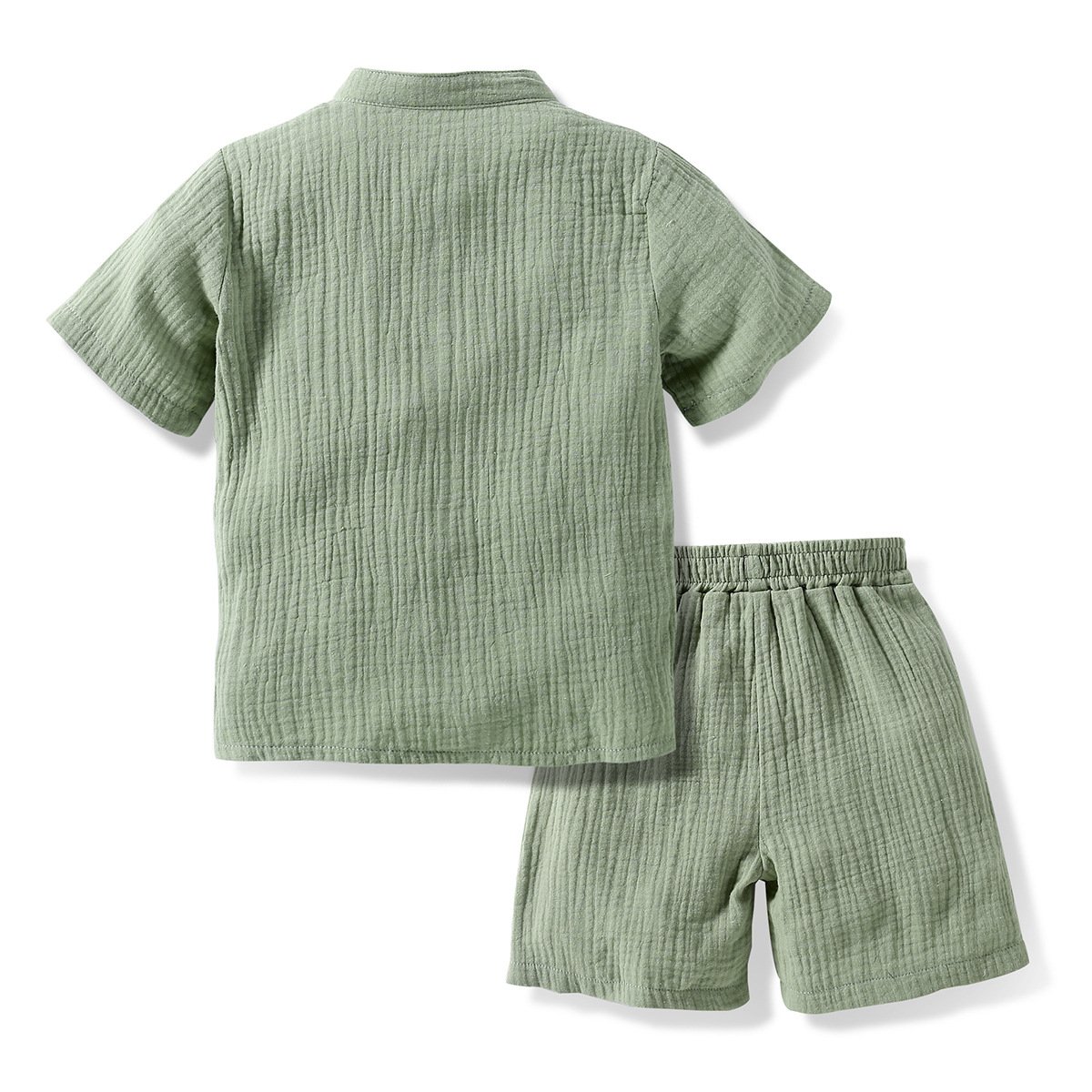 100% Cotton muslin kids summer breathable outfits custom logo printed 2 piece sets casual children clothing set