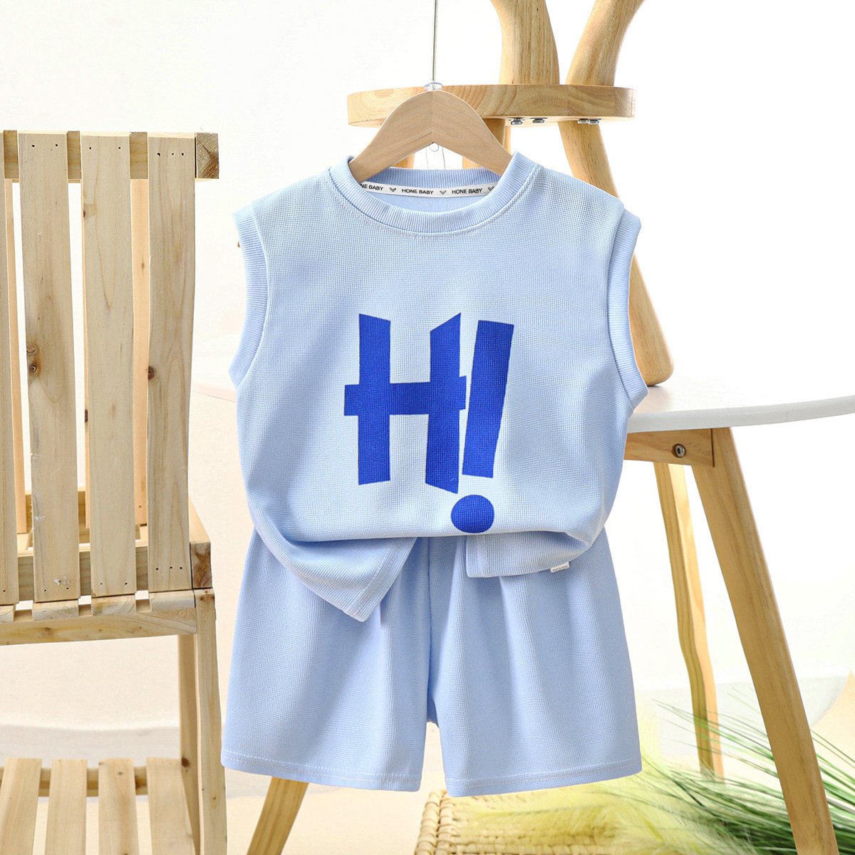 Children's suit summer new boys' sleeveless shorts set girls' clothes children's wholesale