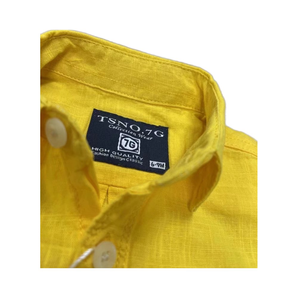 Organic kids pocket set custom boys clothing sets linen button set kids children's cotton short sleeve shirts with shorts