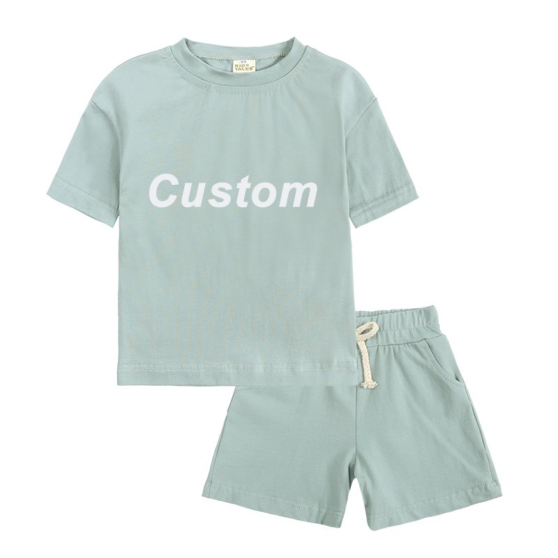 NEW wholesale two piece kids tales clothes set cotton short sleeve boys clothing sets summer 2022
