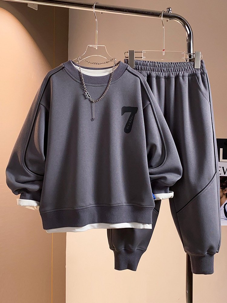 2024 Korean Style Spring Autumn Teenagers Hoodies Suits 2pcs Casual Kids Boy Sports Clothing Sets