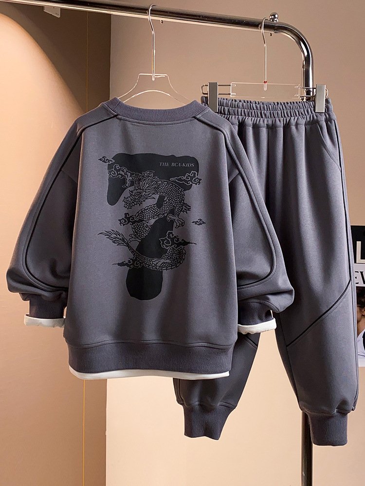 2024 Korean Style Spring Autumn Teenagers Hoodies Suits 2pcs Casual Kids Boy Sports Clothing Sets