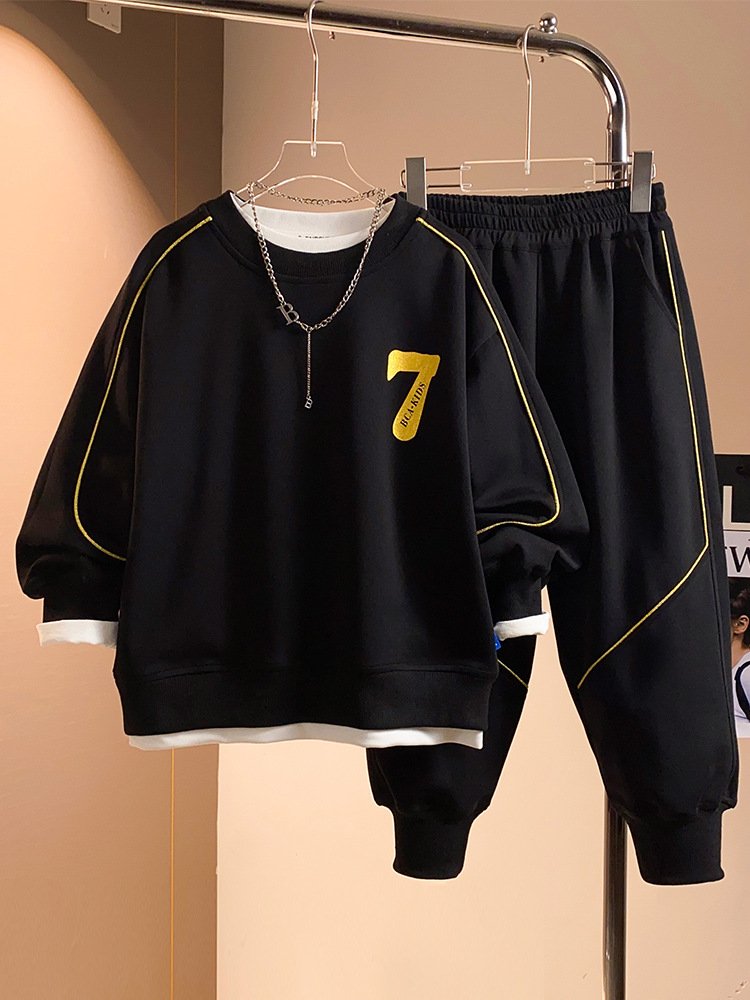 2024 Korean Style Spring Autumn Teenagers Hoodies Suits 2pcs Casual Kids Boy Sports Clothing Sets