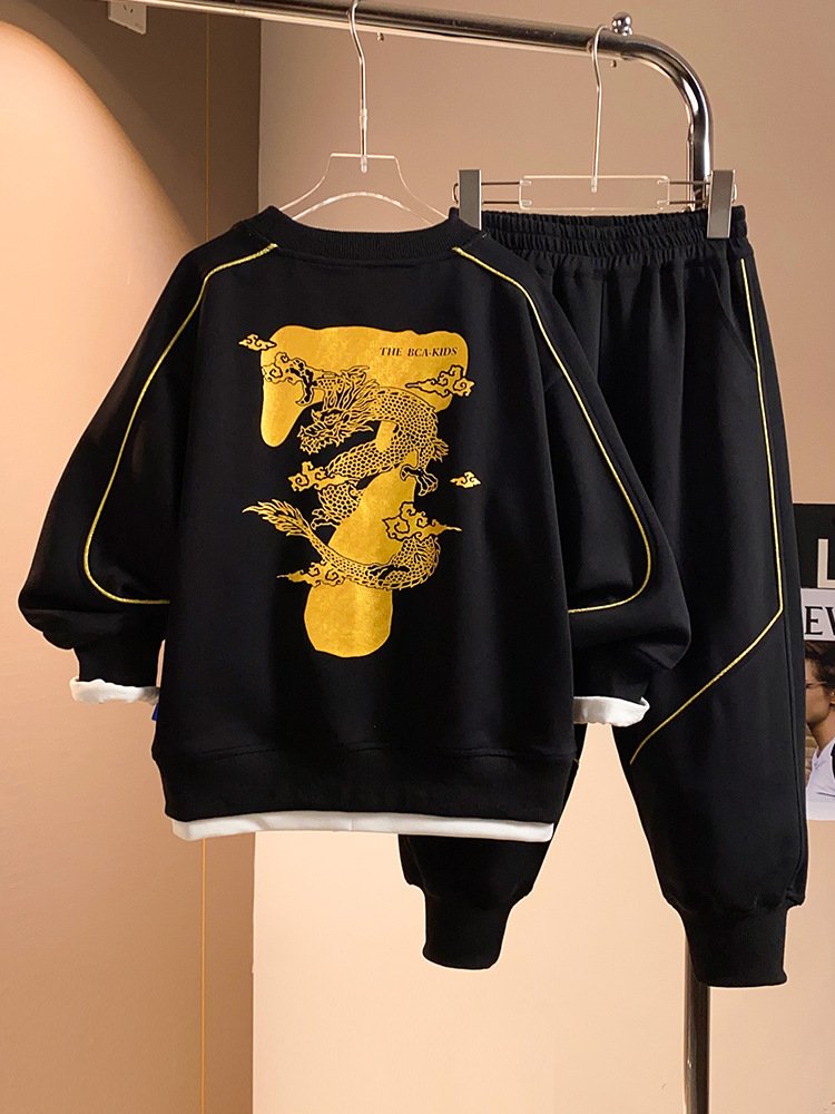 2024 Korean Style Spring Autumn Teenagers Hoodies Suits 2pcs Casual Kids Boy Sports Clothing Sets