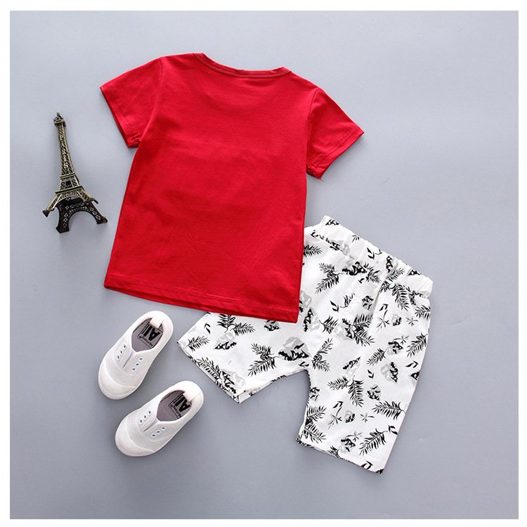 Wholesale RTS New Factory Suit Outfit Cotton Casual Kid Summer Clothes short sleeve T-shirt shorts baby Cheap boys clothing sets