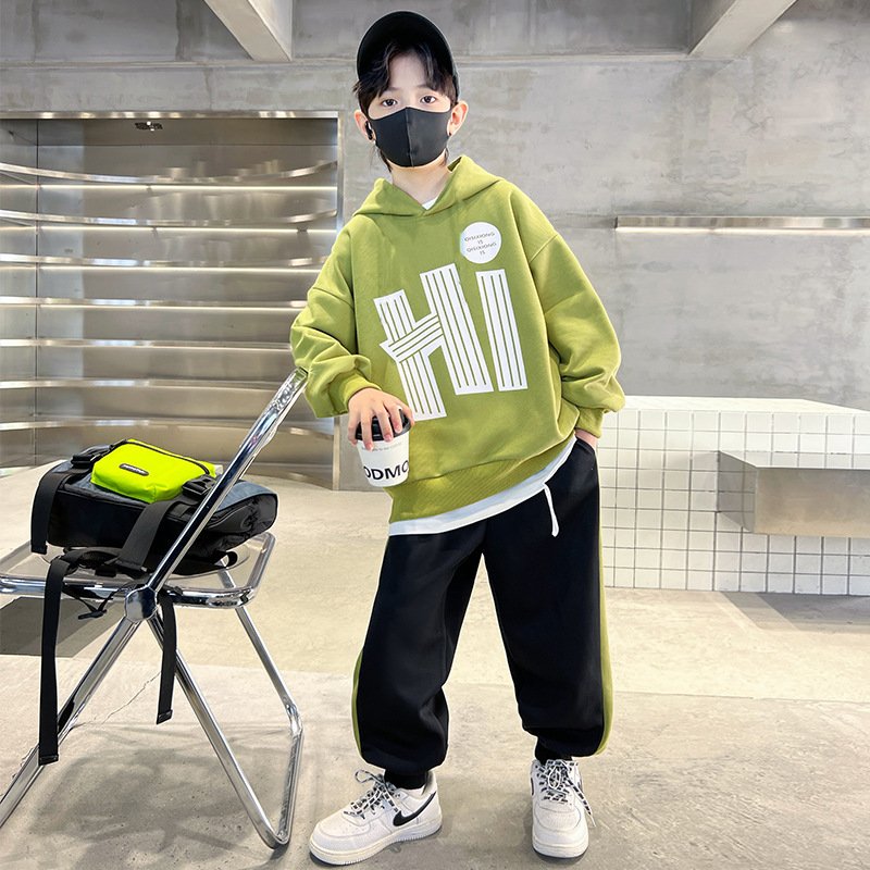 Fashion Children Sweatshirt Joggers Suit Letter Print Pullover 4-15 Years Boys Tracksuits Hoodies Kids Clothing Set
