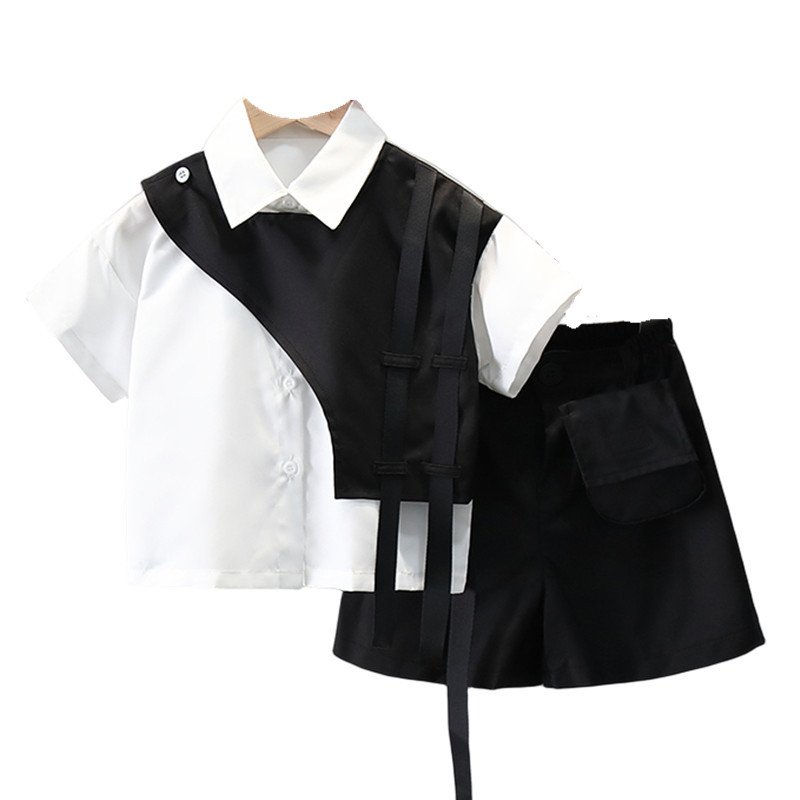 Breathable summer fashion shirt short sleeve two piece set boys clothing sets 10 years old
