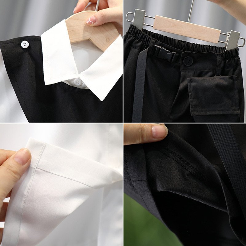 Breathable summer fashion shirt short sleeve two piece set boys clothing sets 10 years old