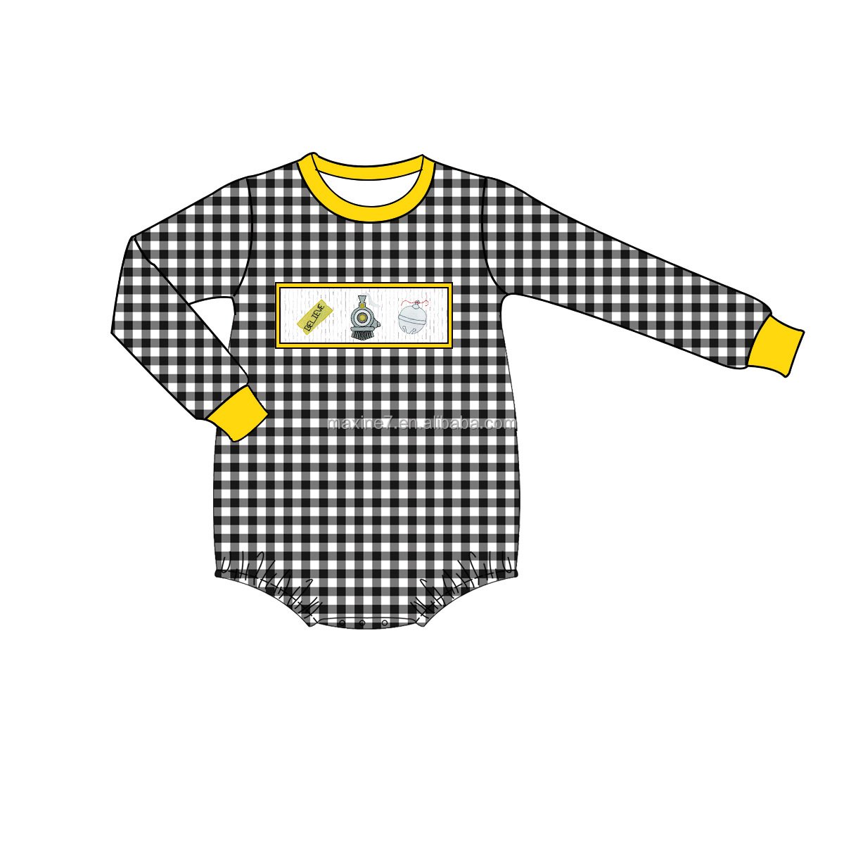 Newest Design Christmas Kids Clothing Sets Train Ticket Embroidery Boy Outfits Winter Cotton Cotton Wholesale Boy Sets