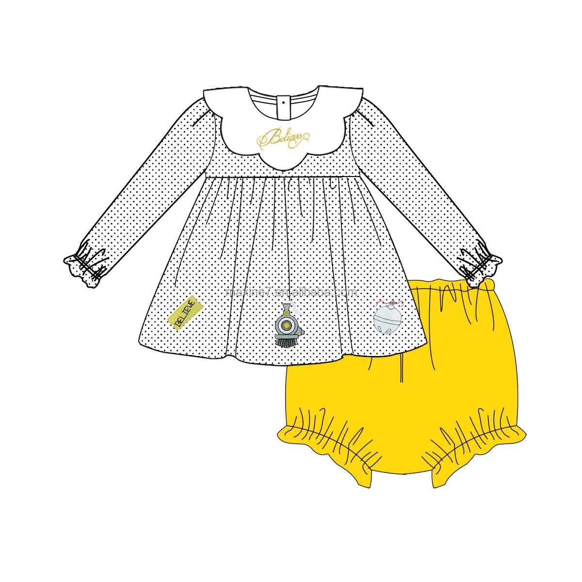 Newest Design Christmas Kids Clothing Sets Train Ticket Embroidery Boy Outfits Winter Cotton Cotton Wholesale Boy Sets
