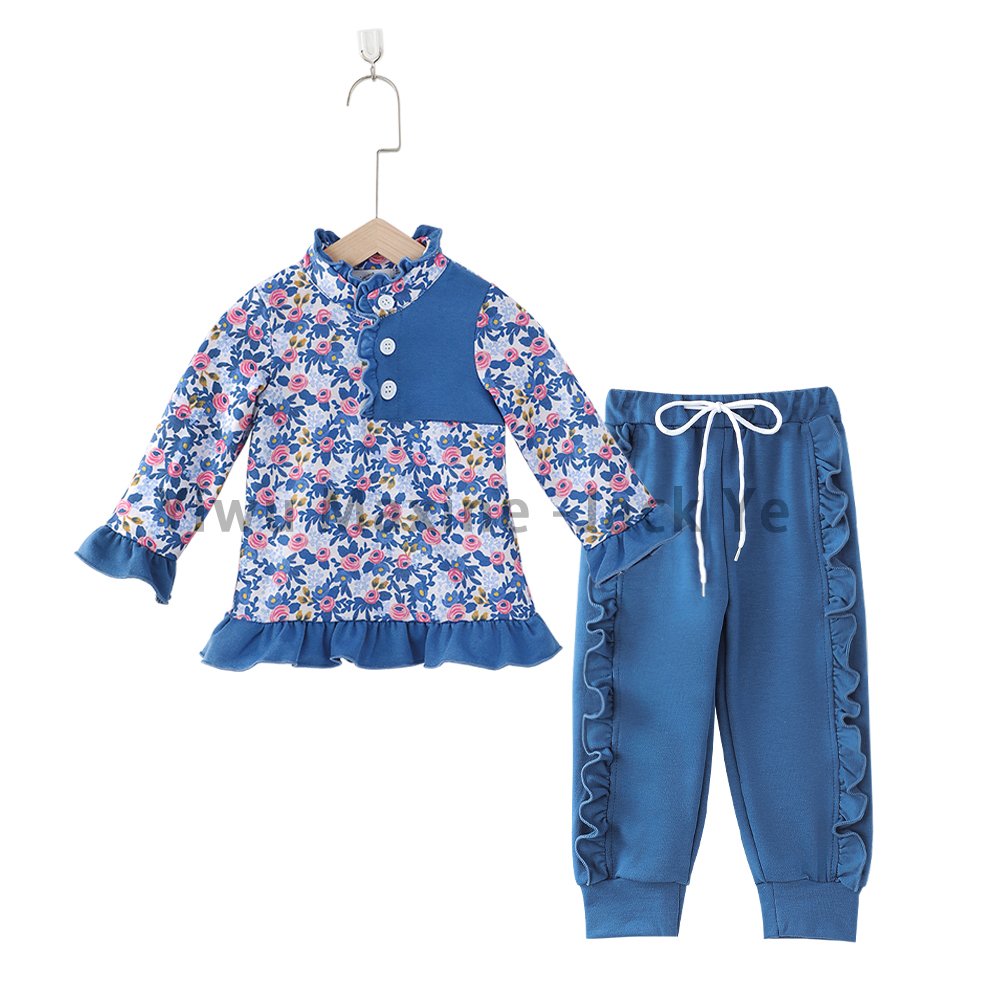 Maxine Factory Design Girl Fall Clothes Set Custom Name Children's Clothes Thick Material Girl Jogger Set