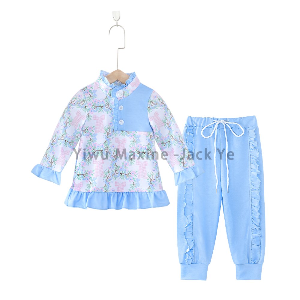 Maxine Factory Design Girl Fall Clothes Set Custom Name Children's Clothes Thick Material Girl Jogger Set