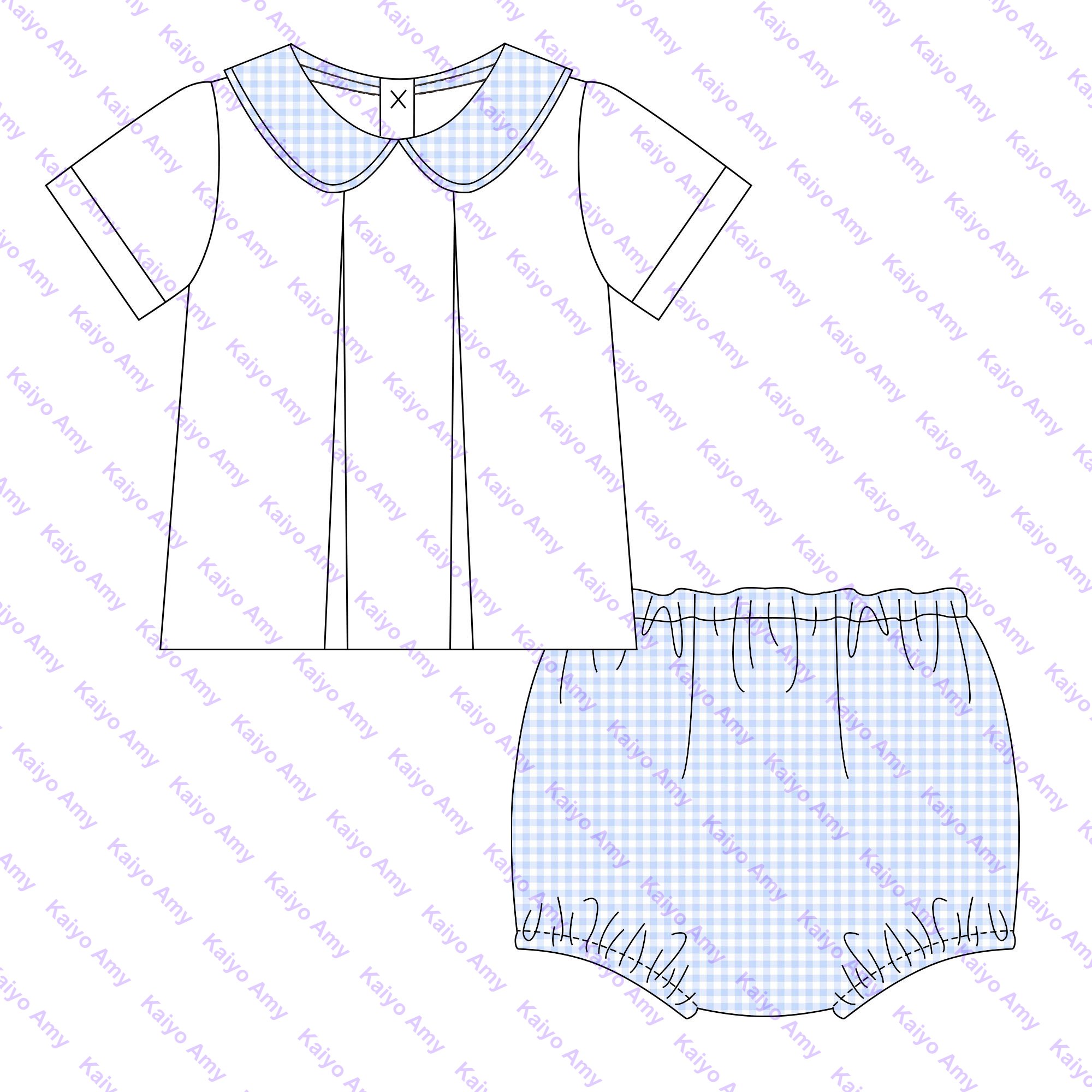 baby boys clothing sets Mardi Gras plaid peter pan collar woven t shirts and bloomer two piece short set