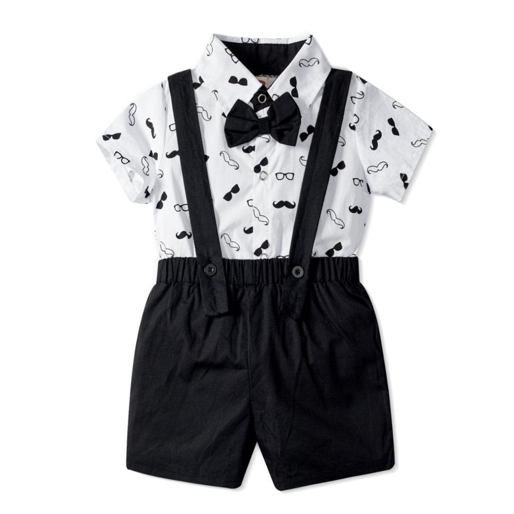1 - 3 Years Boy Baby Short Sleeve Romper Moustache Print Shirt Summer Shorts Set Cotton Baby Boy Clothes Baby Clothing Set