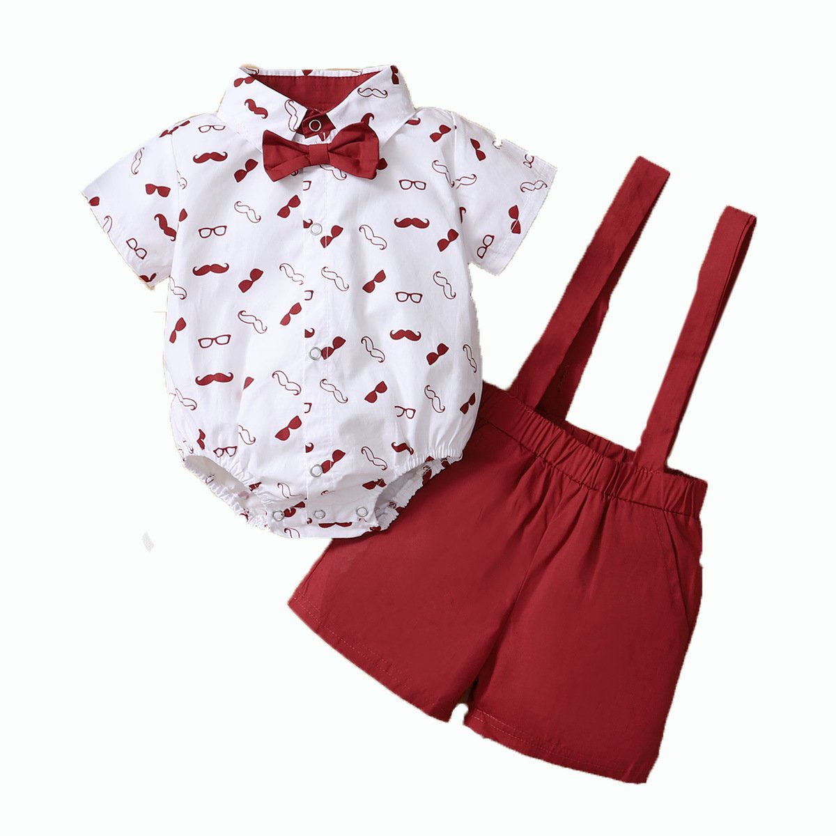 1 - 3 Years Boy Baby Short Sleeve Romper Moustache Print Shirt Summer Shorts Set Cotton Baby Boy Clothes Baby Clothing Set